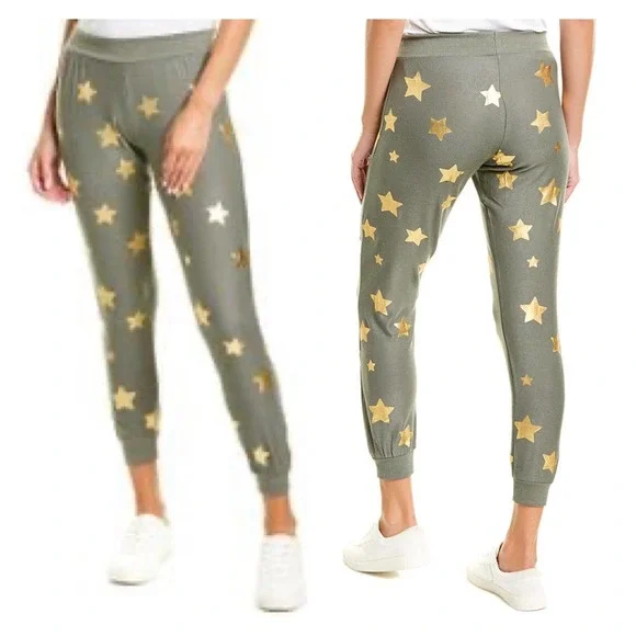 Chaser Green Gold Star Print Pull On Jogger Size XS - Picture 5 of 9
